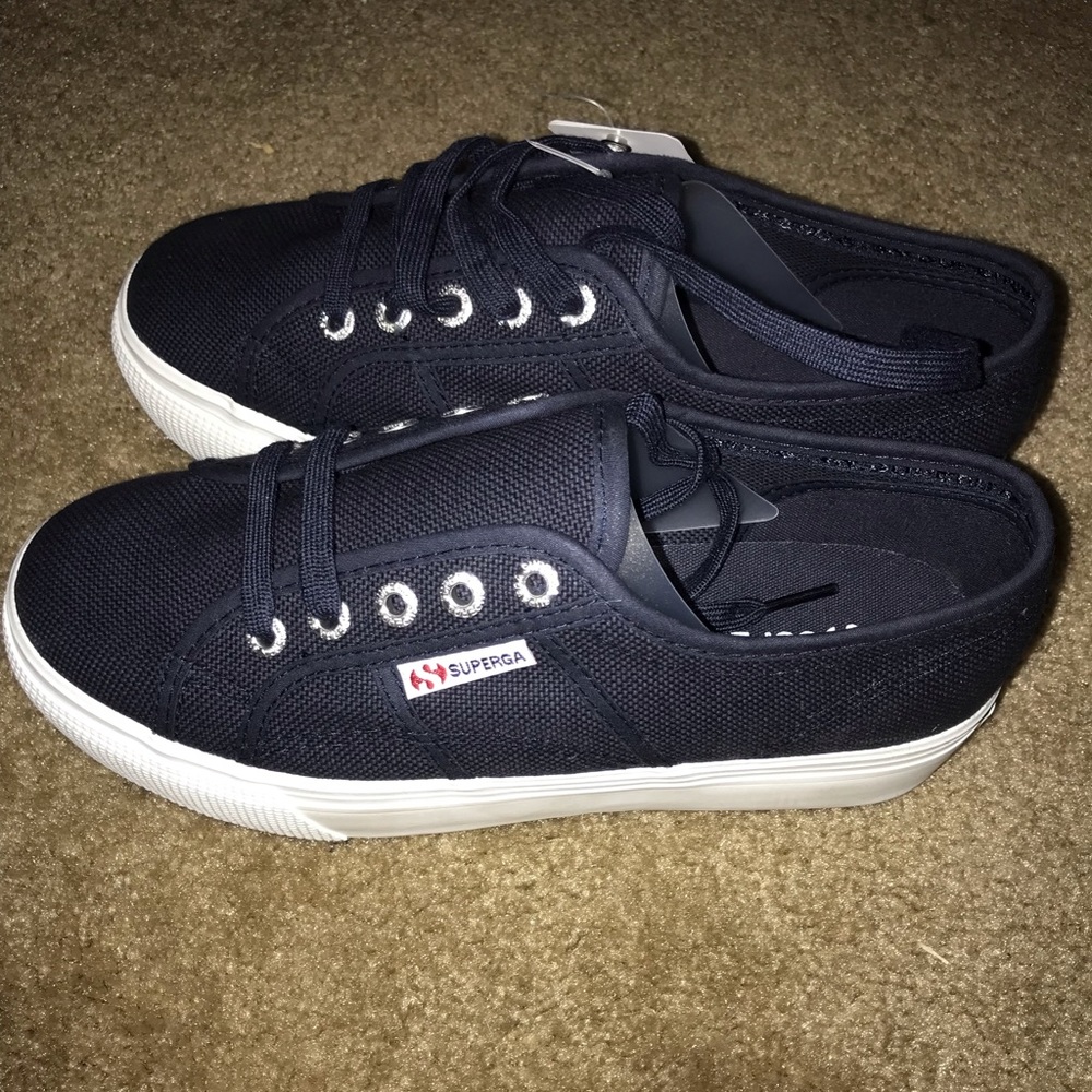 Superga Navy Platform Shoes Sz 37.5 (Women’s 7.5)